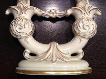 5654 Two candle holders white with gold trim