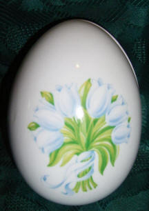 Blue Tulips Porcelain Egg