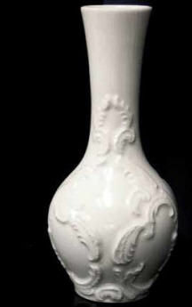 White Raised Relief Bud Vase