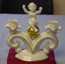 8059/D Double Candleholder with putti atop gold ball