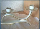 Double Candleholder on Curved Ribbon