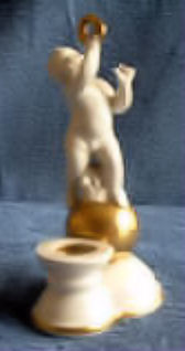 Gerold Porzellan Putti on Gold Ball Candleholder