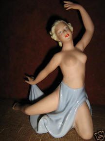Nude Dancer in Blue Skirt