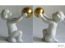 Gerold Porzellan Cherub Holding Gold Ball