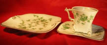 Cup & Saucer with Green flower pattern
