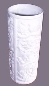 White Raised Relief Vase