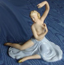 Nude Dancer in Blue Skirt